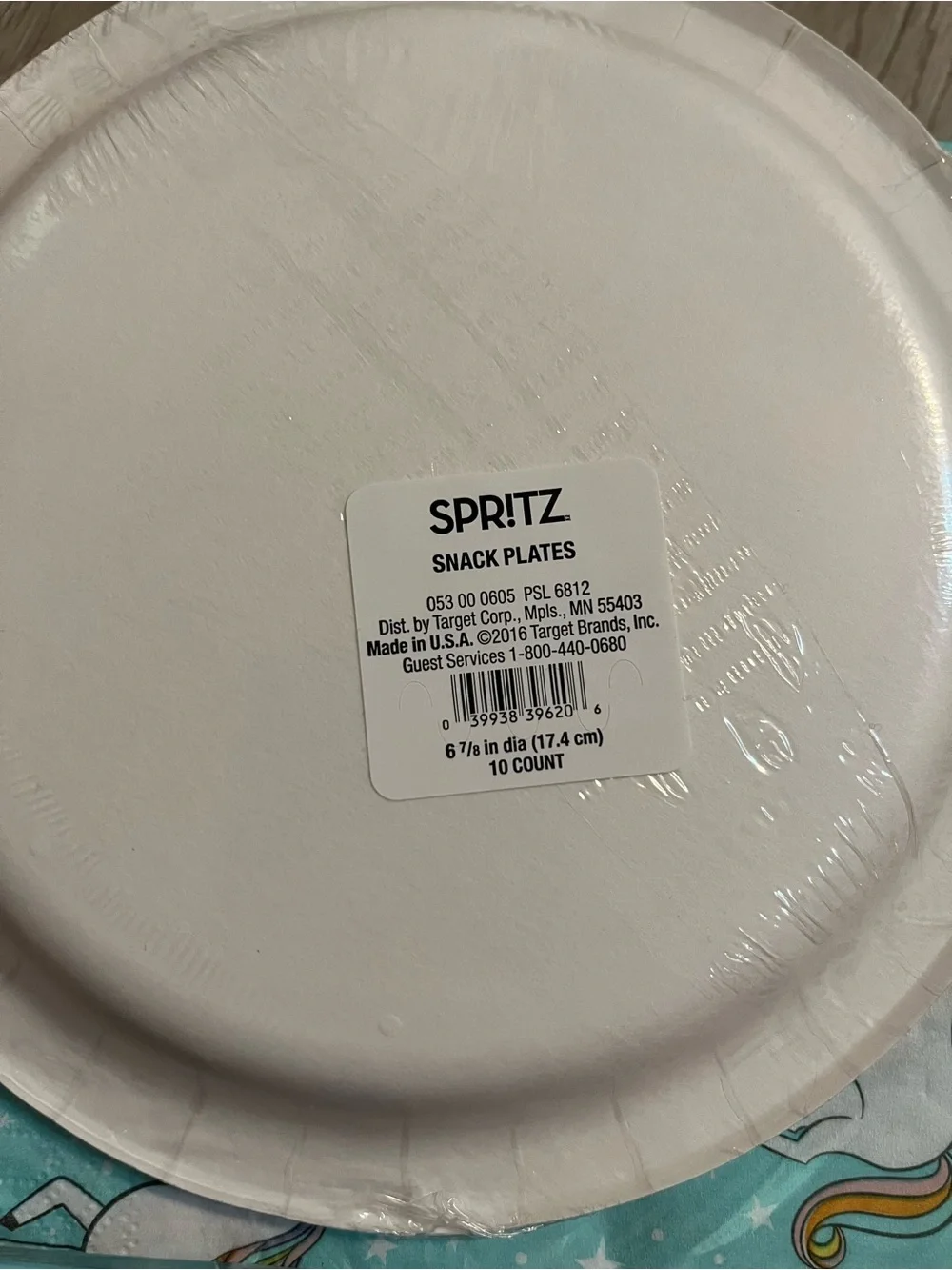 Spritz Mint Unicorn Paper Plates & Napkins with Pastel Rainbow Accents